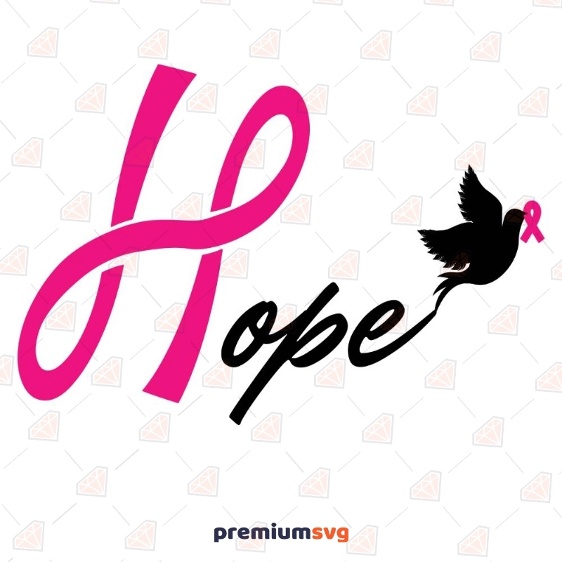 Hope Breast Cancer With Bird SVG File Cancer Day SVG Svg