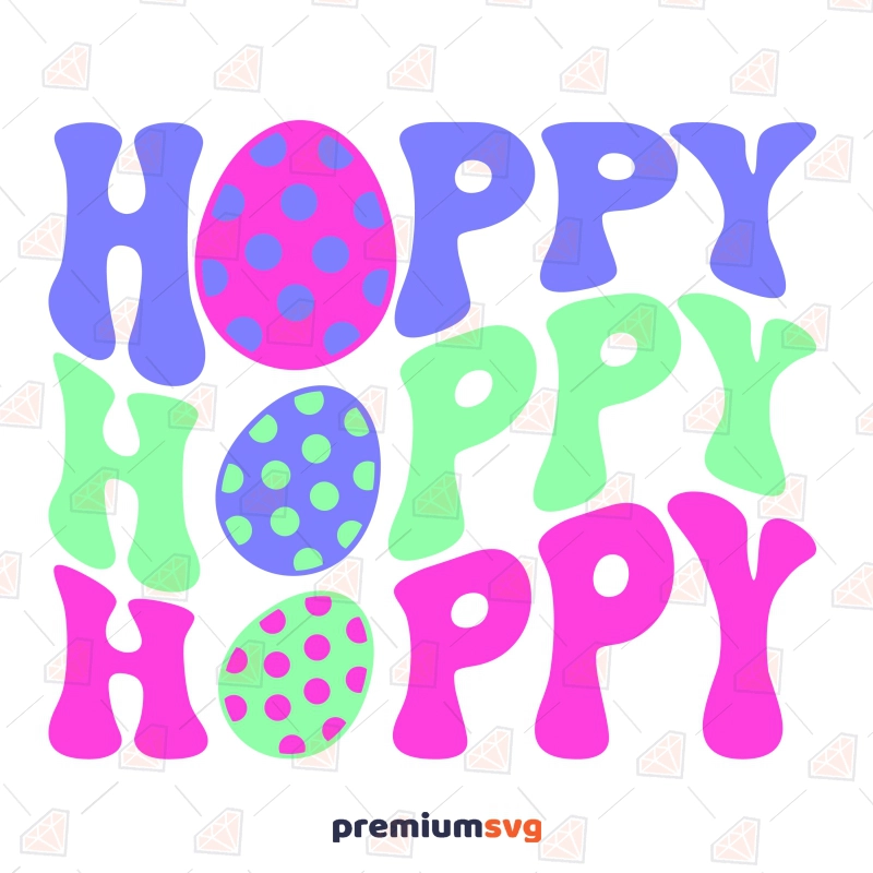 Hoppy Hoppy SVG, Retro Easter SVG Instant Download Easter Day SVG Svg