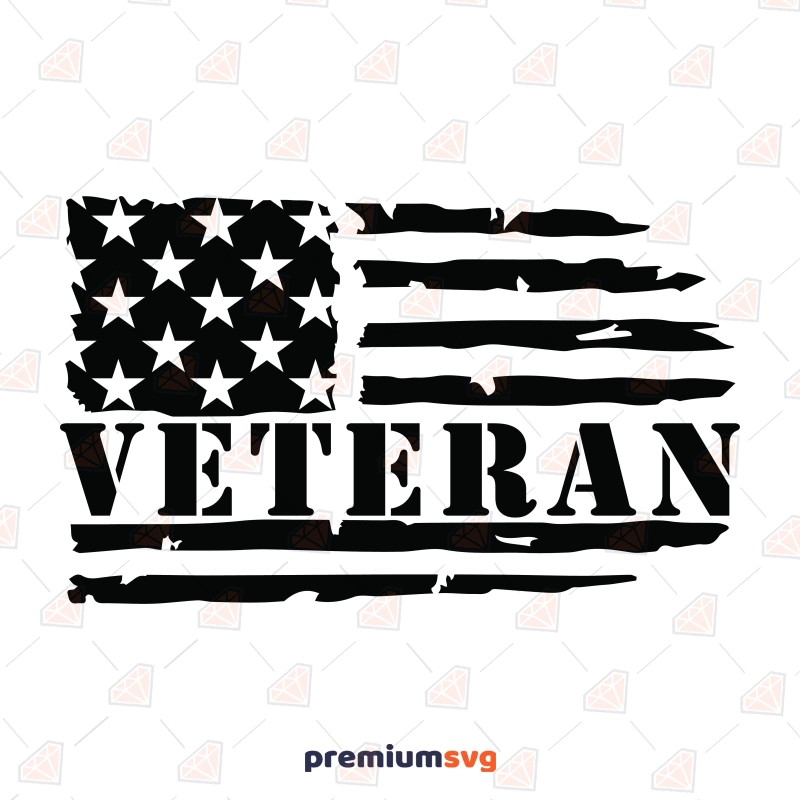 Horizontal Distressed Veteran Flag SVG, US Army Veteran SVG Veterans Day SVG Svg