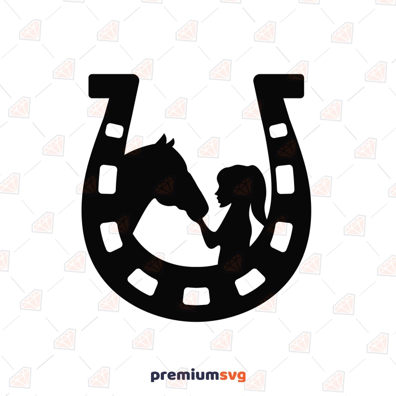 Horse and Girl SVG, Horseshoe Silhouette Horse SVG Svg
