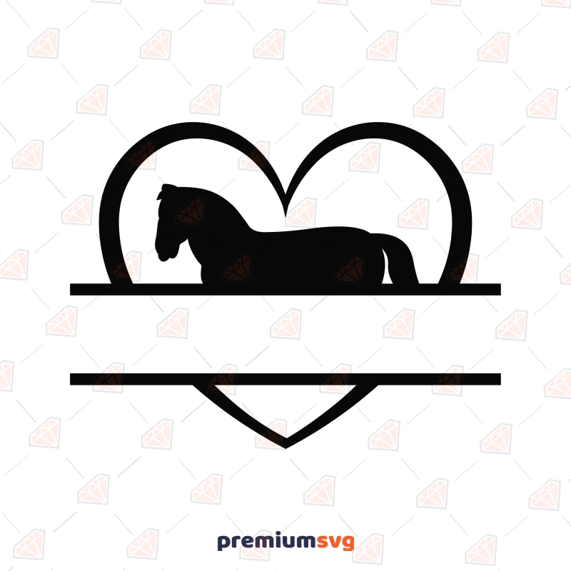 Horse Heart Split SVG, Horse Love Monogram Horse SVG Svg