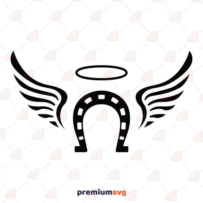 Horse Loss SVG Cut File, Horseshoe Angel Wings SVG Horse SVG Svg