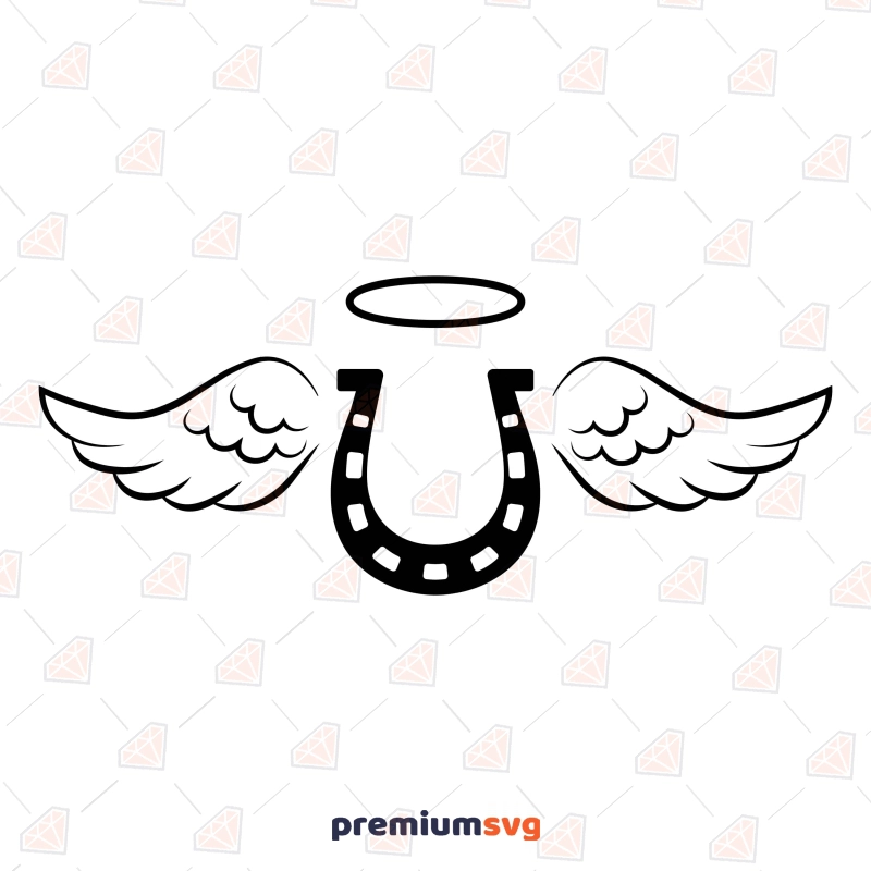 Horse Memorial SVG with Horseshoe and Angel Wings Horse SVG Svg