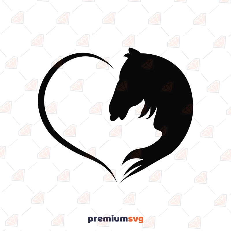 Horse with a Half Heart SVG Design Horse SVG Svg