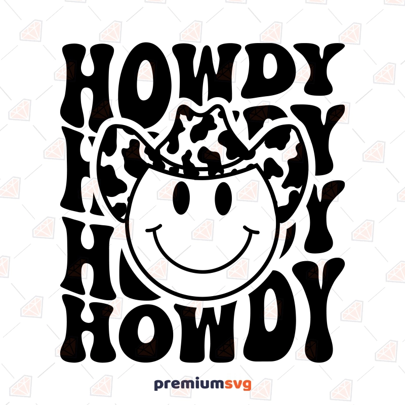 Howdy SVG with Leopard Smiley Face, Cowboy USA SVG Svg