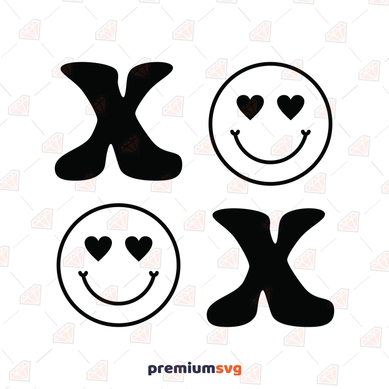Hugs and Kisses XOXO SVG, Valentine's Day SVG, Smiley Face XOXO SVG Valentine's Day SVG Svg