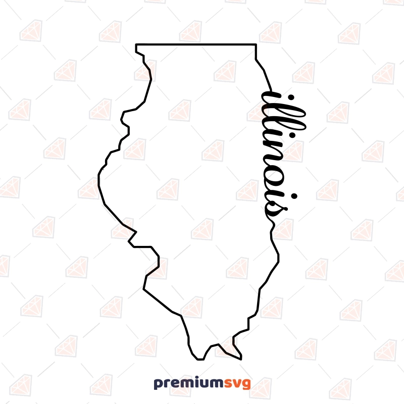Illinois Outline SVG, Cut and Clipart Files USA SVG Svg