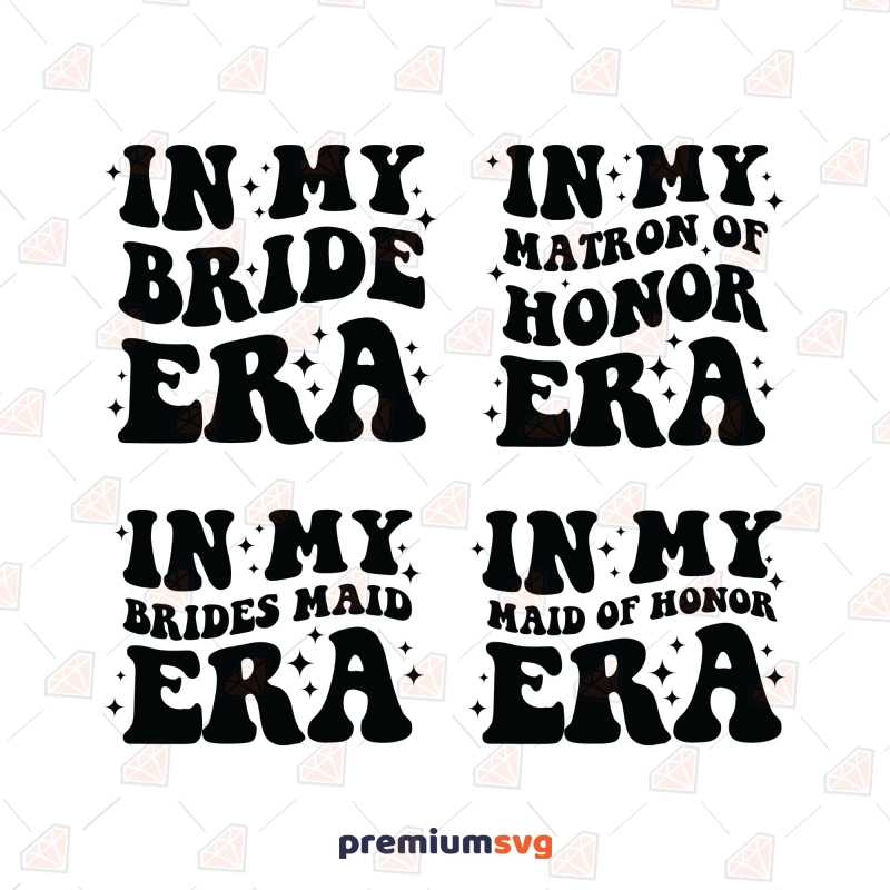 In My Bride Era SVG Bundle, PNG,  Wavy Text Wedding SVG Svg