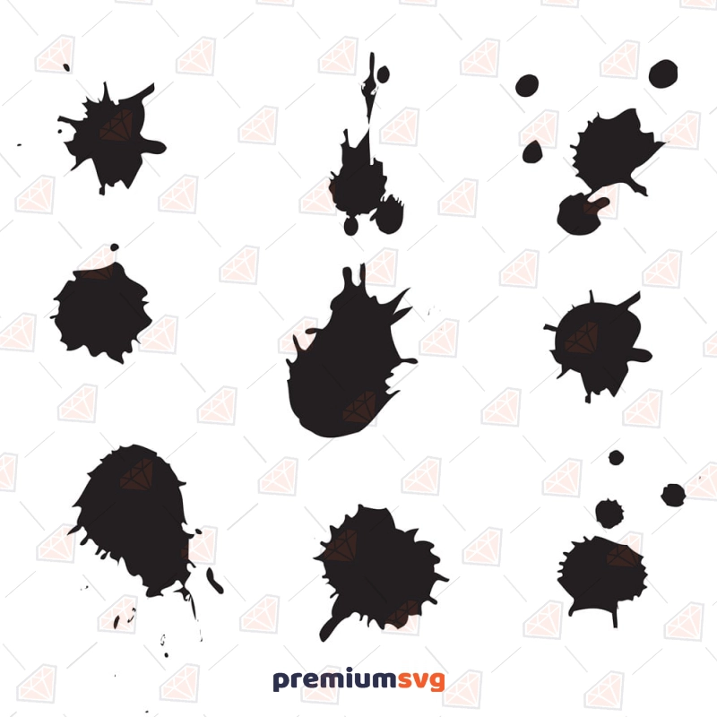 Ink Splatter SVG & PNG Files, Brush Splash SVG Vector Objects Svg