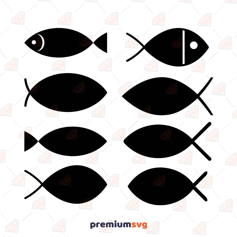 Jesus Fish Bundle SVG, Jesus Fish Vector Instant Download Christian SVG Svg