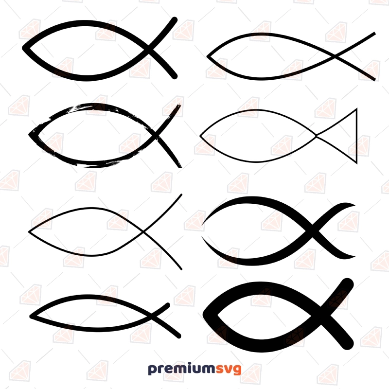 Jesus Fish Outline Bundle SVG Cut File, Fish Bundle SVG Vector Christian SVG Svg