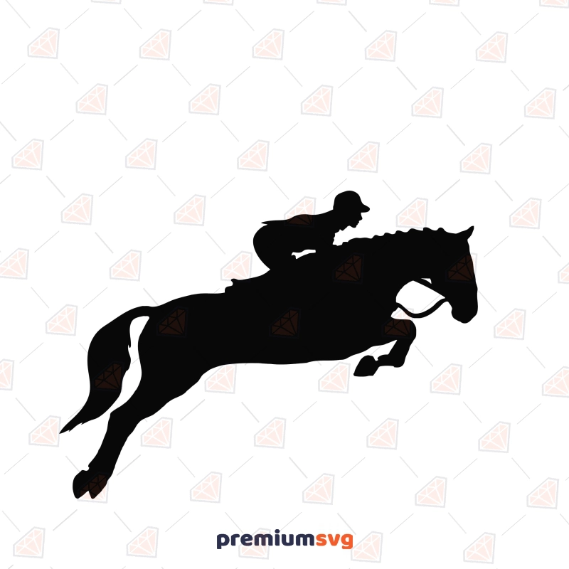 Jumping Horse with Jockey SVG, Jockey Silhouette Horse SVG Svg