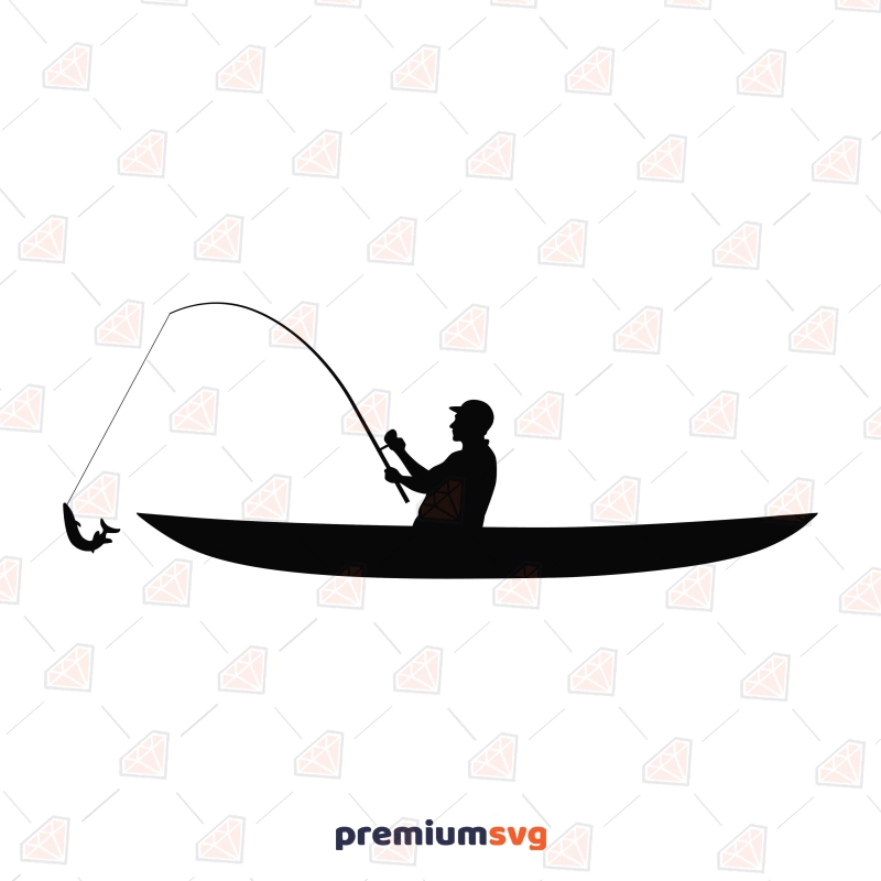 Kayak Fishing SVG, Fisherman on Canoe SVG Kayak SVG Svg