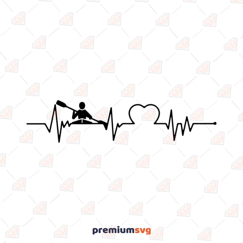 Kayak Heartbeat SVG Cut File, EKG Kayaking SVG Kayak SVG Svg