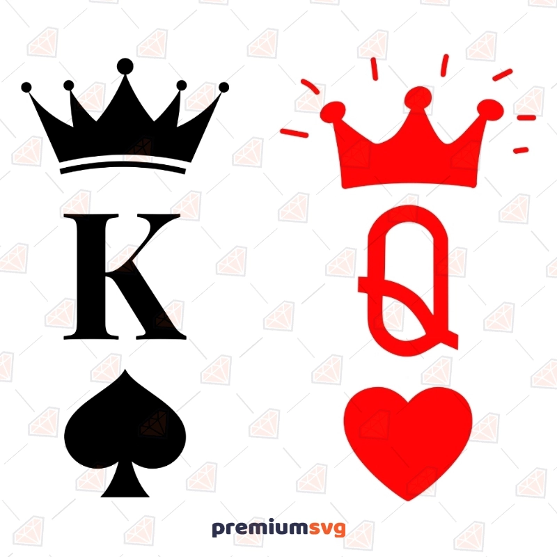King & Queen SVG Cut Files, King of Spades & Queen Of Hearts SVG T-shirt SVG Svg