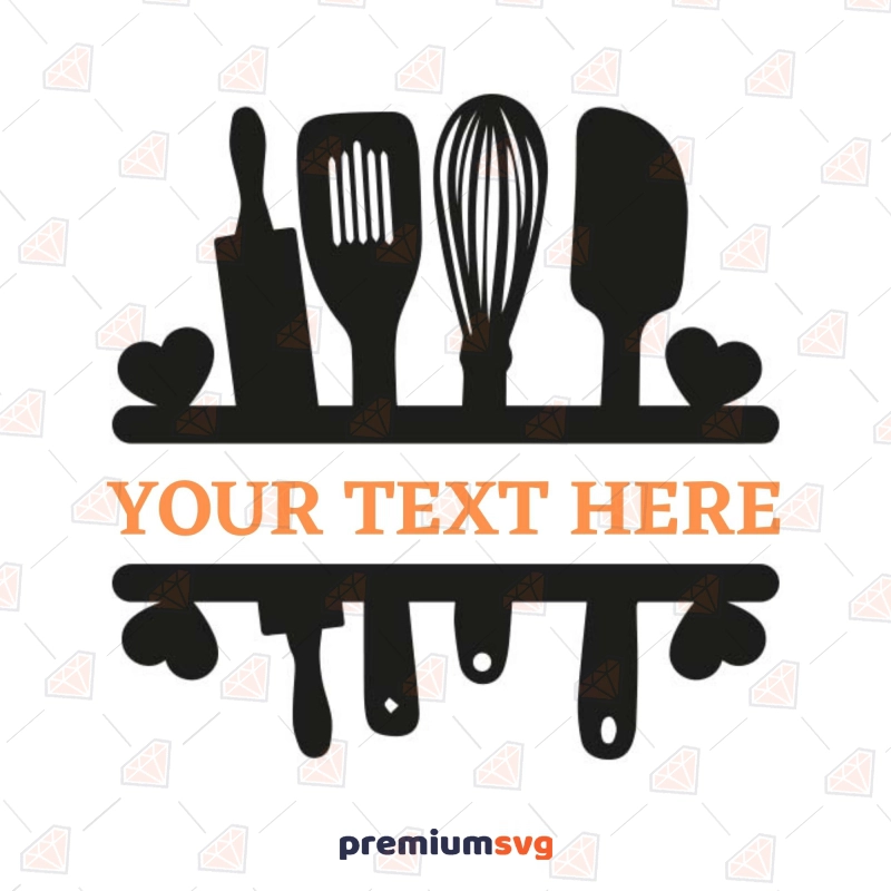 Kitchen Monogram SVG, Kitchen Utensils Split SVG Kitchen Utensils Svg