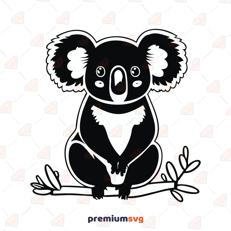 Koala Sitting On A Branch SVG, Layered Wild & Jungle Animals SVG Svg