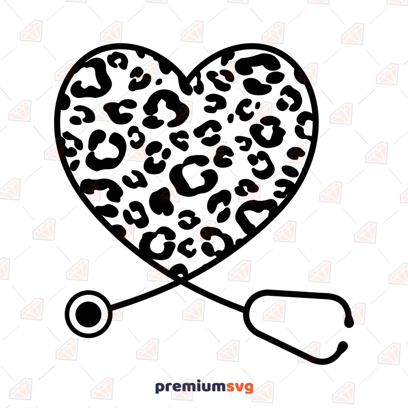 Leopard Heart Stethoscope SVG, Nurse Heart SVG Nurse SVG Svg