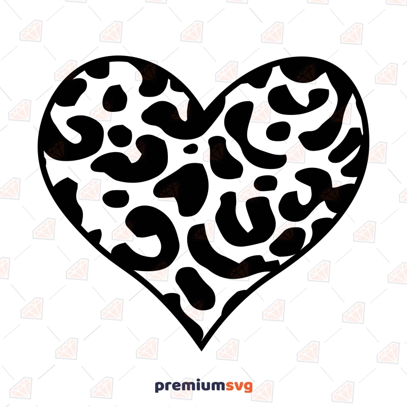 Leopard Heart SVG Clipart, Instant Download Leopard Print SVG Svg