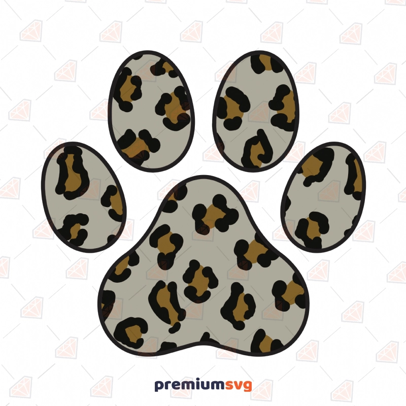 Leopard Paw Print SVG Cut Files, Paw Instant Download Dog SVG Svg