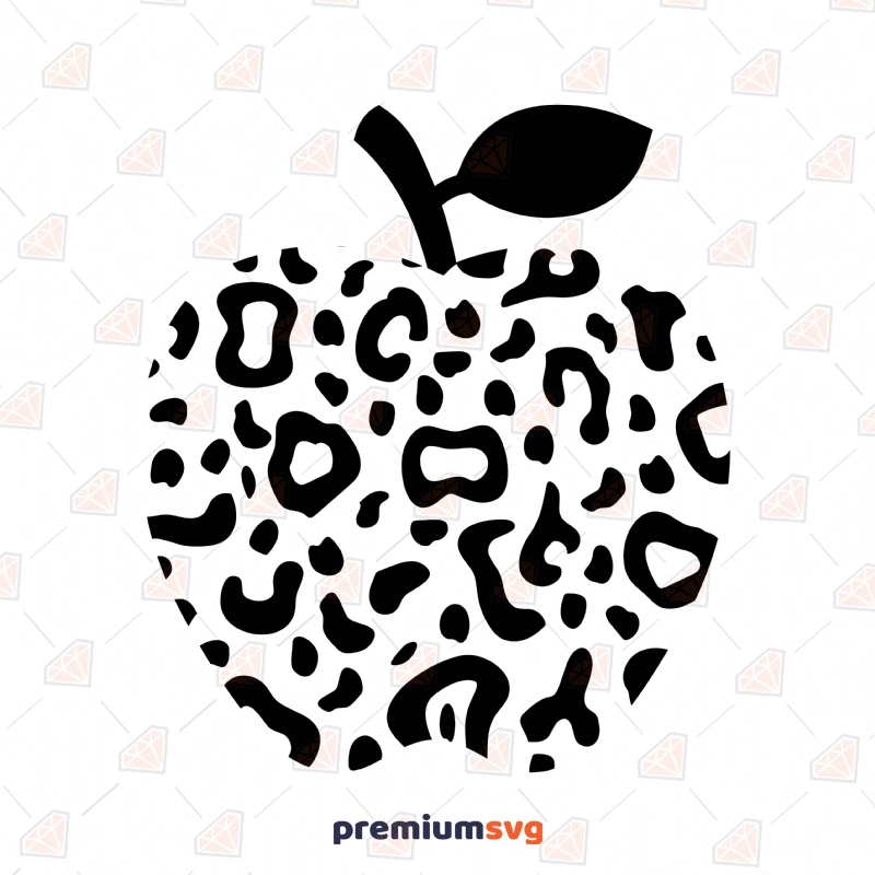 Leopard Print Apple SVG Cut File, Apple SVG Fruits and Vegetables SVG Svg