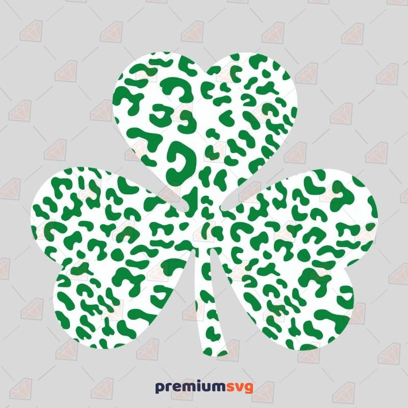 White and Green Leopard Shamrock Sublimation Design Sublimation SVG Svg