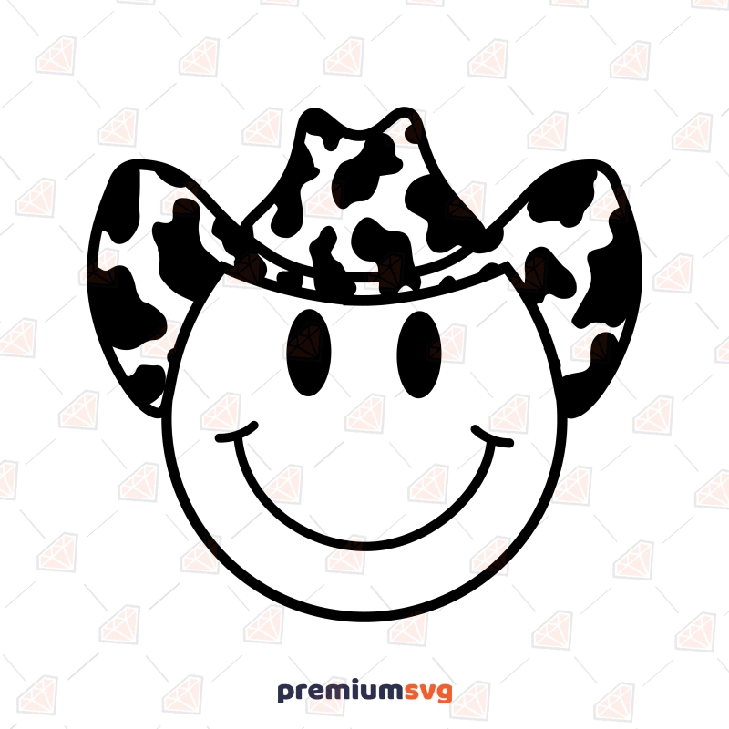 Leopard Smiley Face Howdy SVG, Smiley Face with Cowboy Hat SVG USA SVG Svg