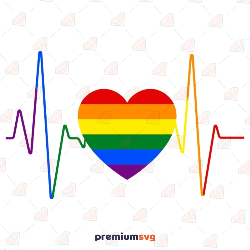 LGBT Rainbow Heartbeat SVG Lgbt Pride SVG Svg