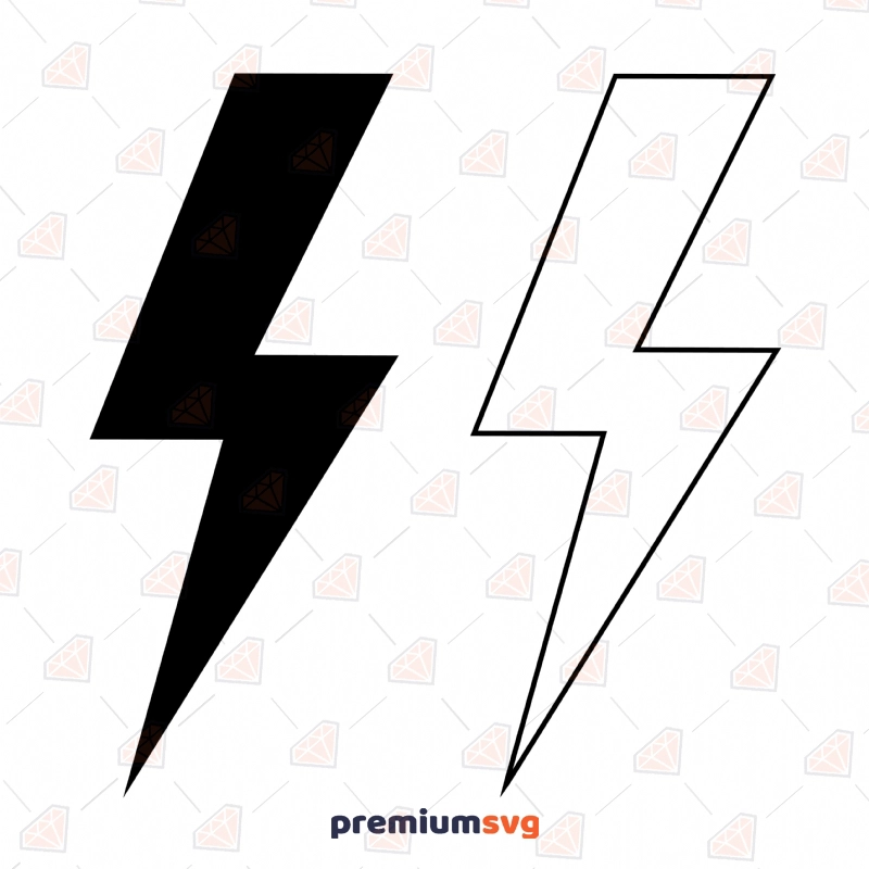 Lightning with Outline SVG, Lightning Vector Instant Download Vector Objects Svg