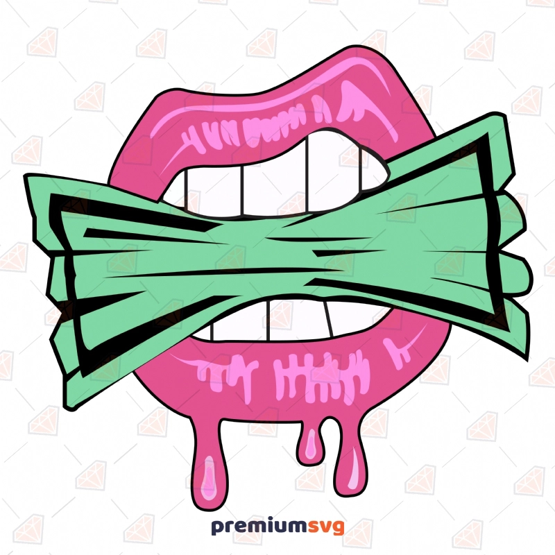 Lips Bite Money SVG Cut File, Money SVG Instant Download Drawings Svg