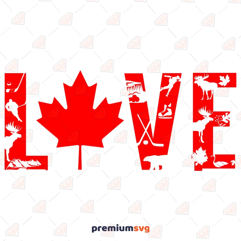 Love Canada SVG, Love Marple Leaf SVG Instant Download Flag SVG Svg