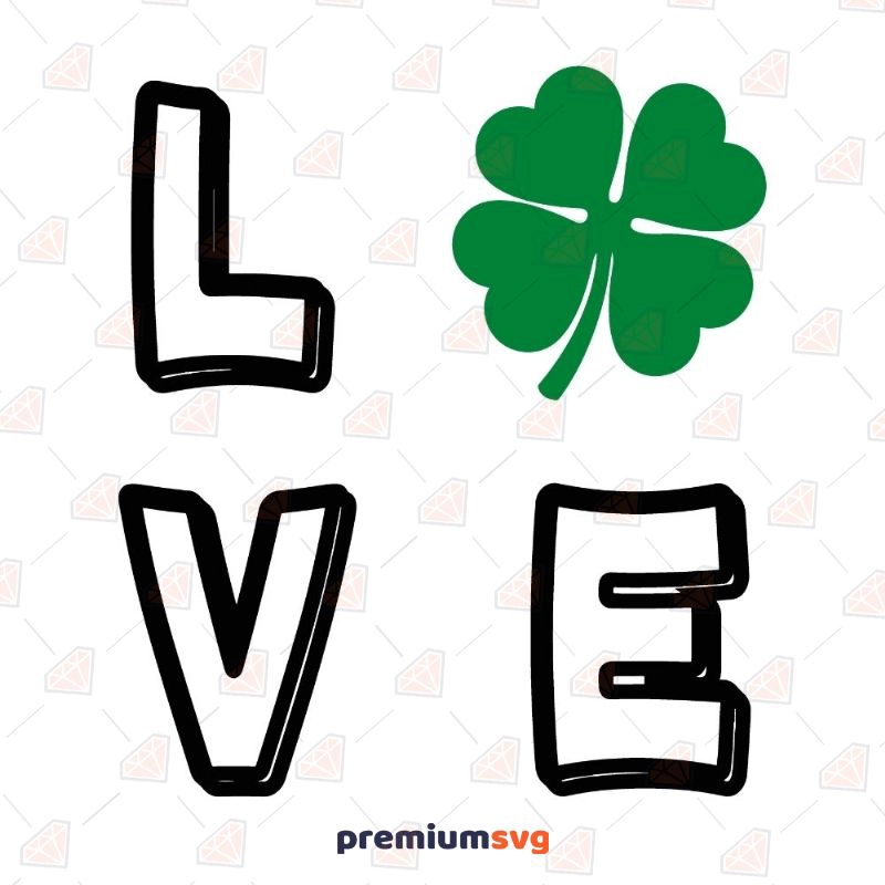 4 Leaf Clover Outline SVG, Lucky Clover SVG Vector Files