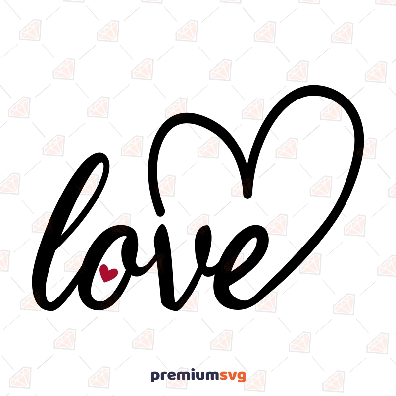 Love Heart SVG, Handwritten SVG Clipart Valentine's Day SVG Svg