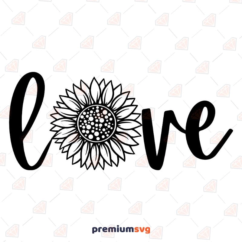 Love Sunflower SVG, Love Instant Download Sunflower SVG Svg