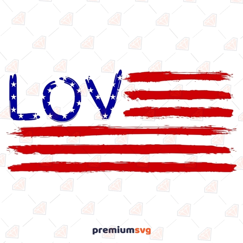 Love US Flag SVG | America Love SVG Vector File 4th Of July SVG Svg
