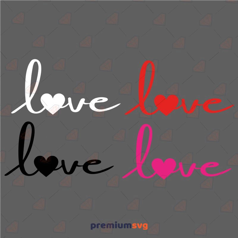 Love Lettering with Heart SVG Bundle, Instant Download Valentine's Day SVG Svg