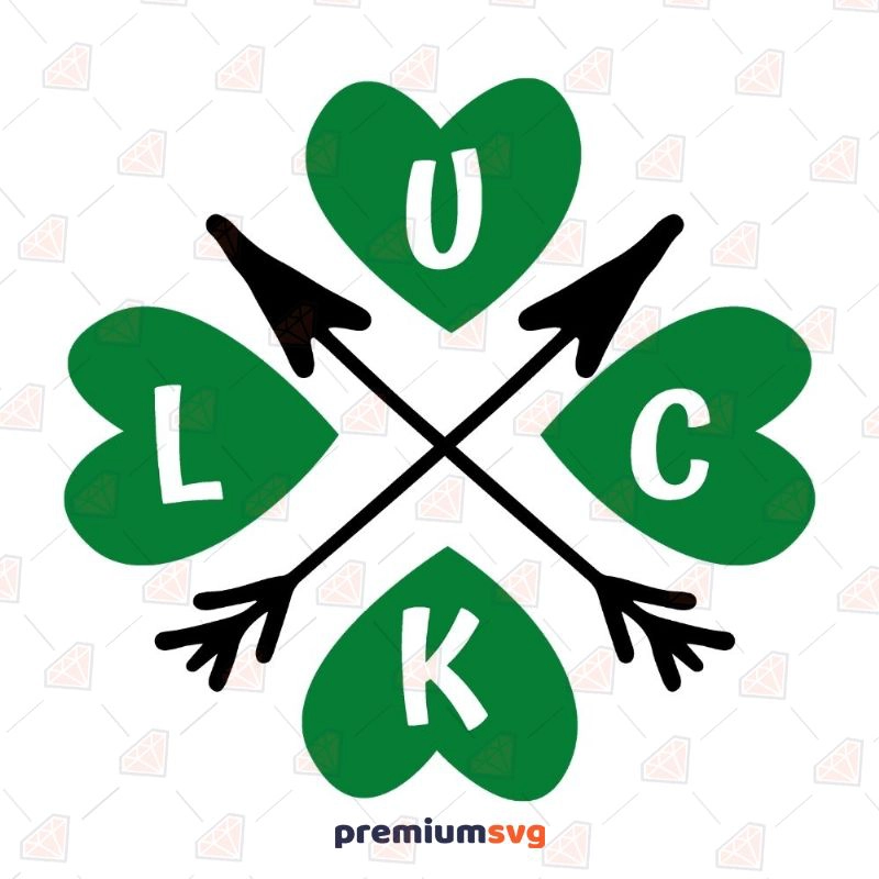 Crossed Luck Arrow SVG, Clover Leaf SVG Vector Files St Patrick's Day SVG Svg