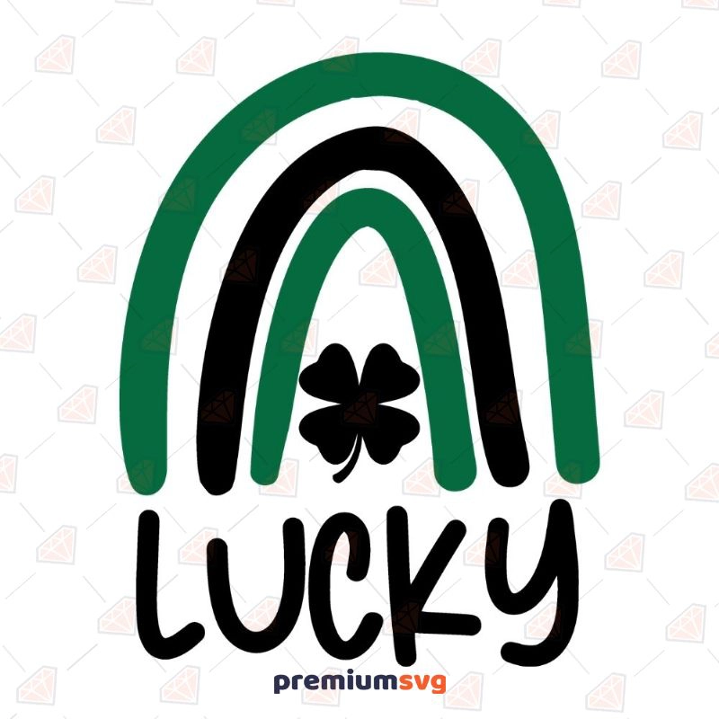 Lucky Rainbow with Shamrock SVG, Clover SVG Design St Patrick's Day SVG Svg