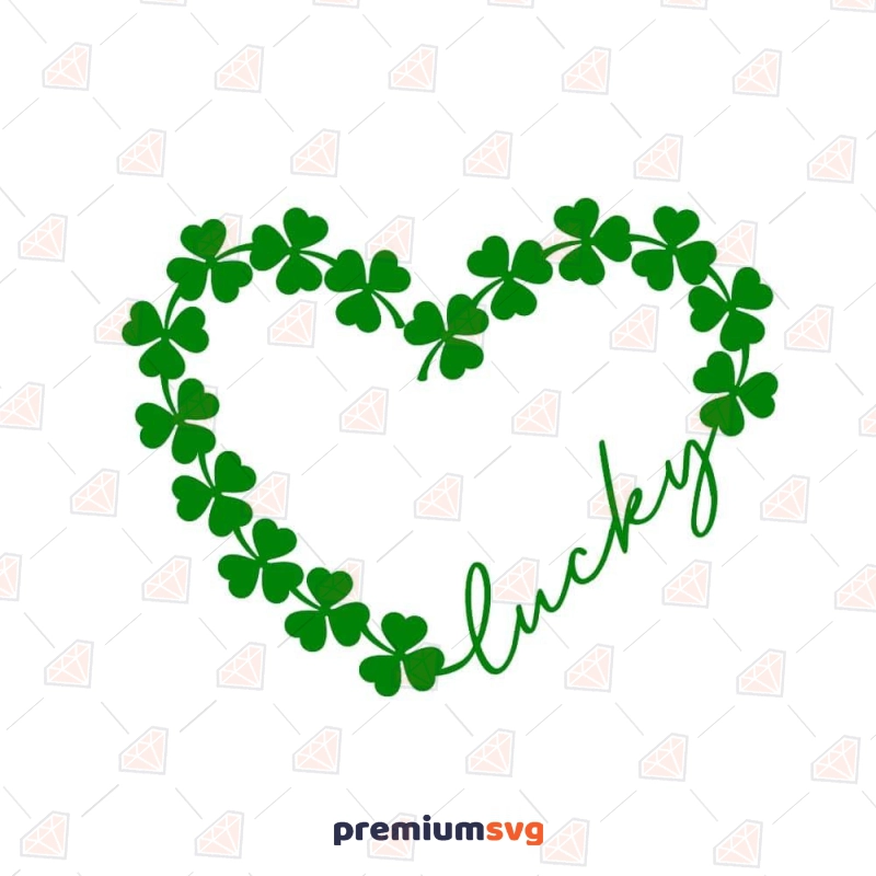 Lucky Shamrock Heart SVG, Clover Wreath SVG Vector Files St Patrick's Day SVG Svg