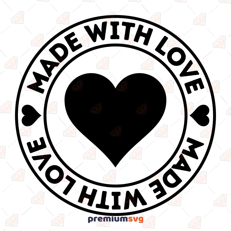 Made With Love SVG, Heart Love SVG Clipart Valentine's Day SVG Svg