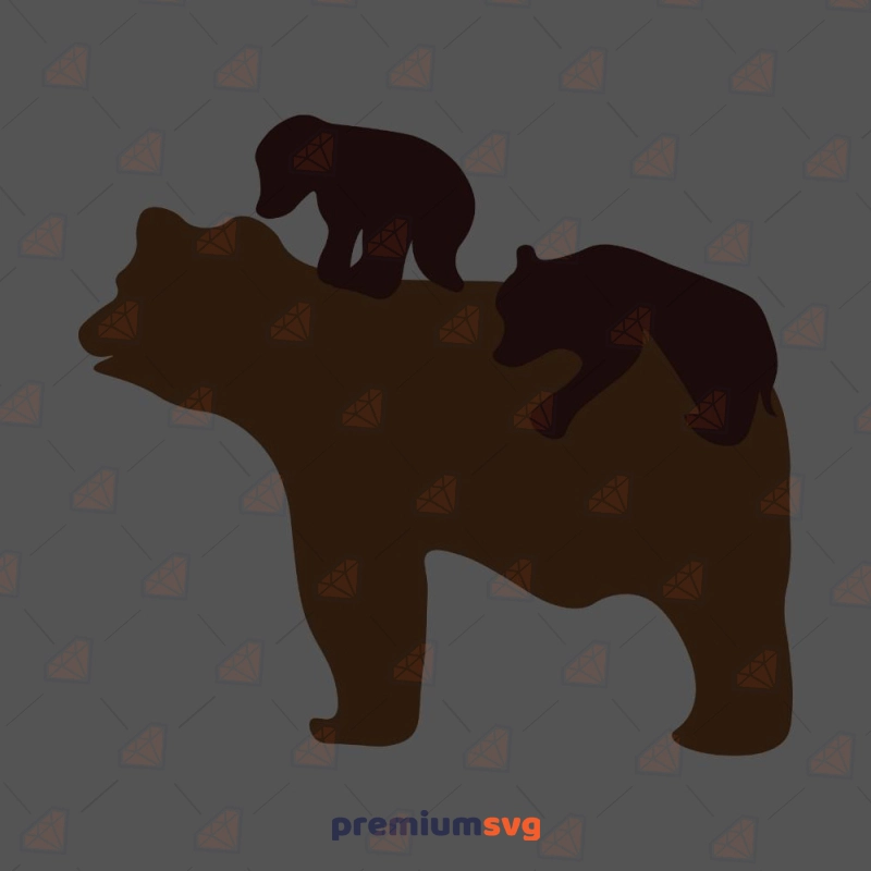 Mama Bear and Baby Bears Silhouette SVG File Wild & Jungle Animals SVG Svg