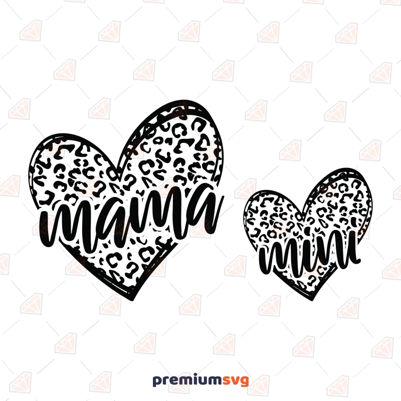 Mama Mini SVG with Leopard Heart, PNG, Instant Download Mother's Day SVG Svg