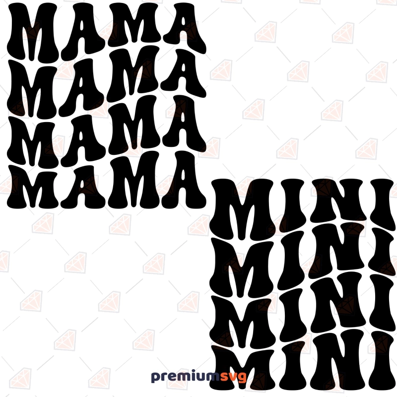 Mama Mini Wavy SVG, Wavy T-shirt Designs Mother's Day SVG Svg