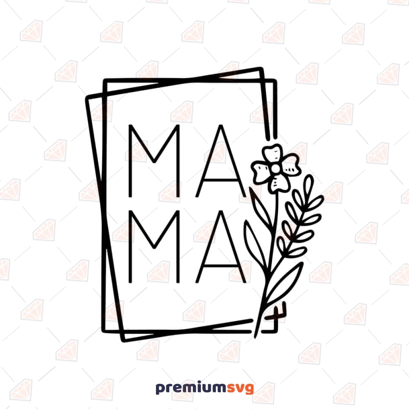Mama with Flower in Double Square SVG Cut File Mother's Day SVG Svg