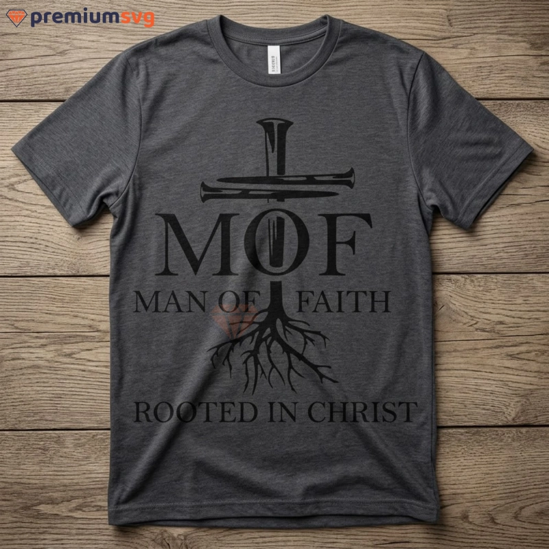 Man Of Faith Rooted In Christ SVG design for shirts, mugs, and totebags