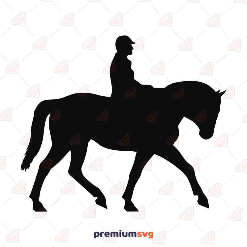 Man Riding Horse SVG, Jockey Silhouette Horse SVG Svg