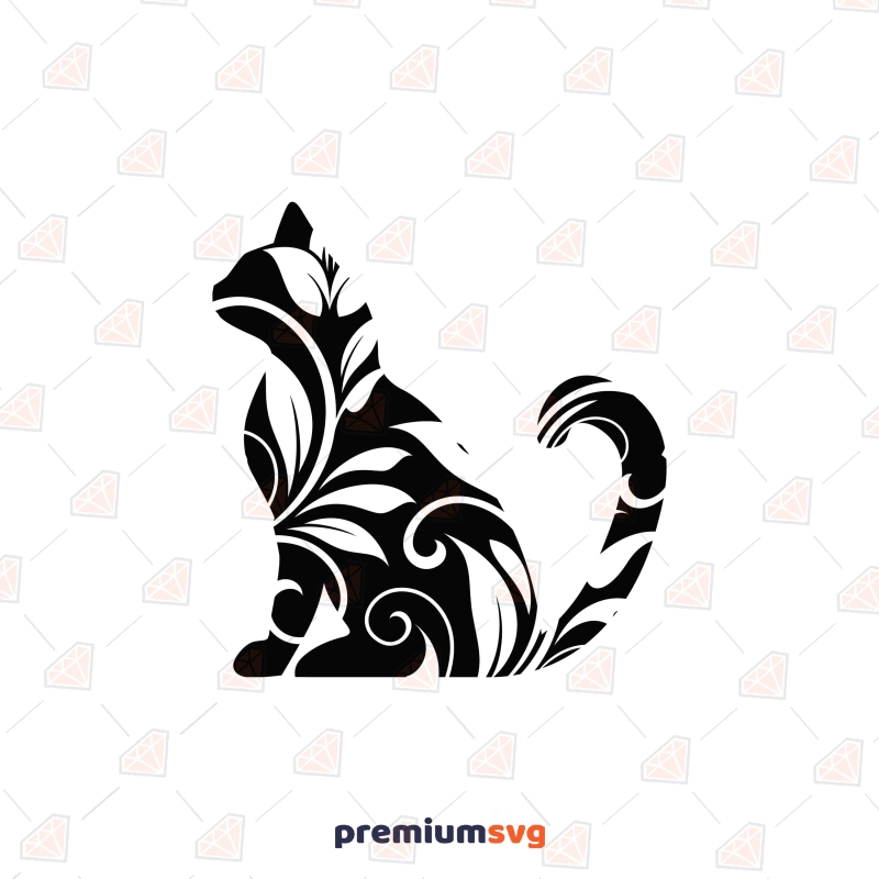 Mandala Floral Black Cat SVG Cut File Cat SVG Svg