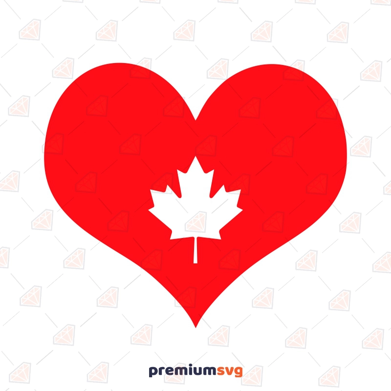 Maple in Red Heart SVG, Canada Love SVG Vector Files Flag SVG Svg