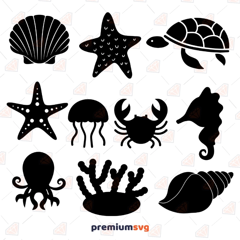 Marine Life Bundle SVG, Marine Life Bundle Clipart Cut Files Sea Life and Creatures SVG Svg