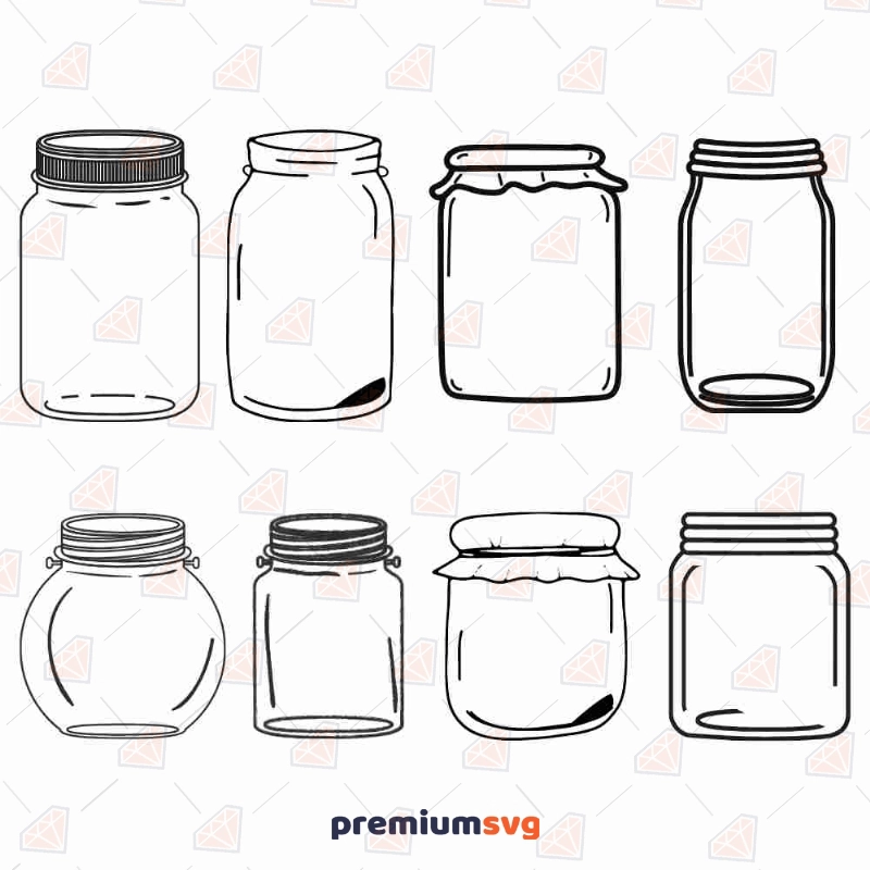 Hand Drawn Mason Jar SVG File, Drawn Clipart, Cutting File, Cut File 